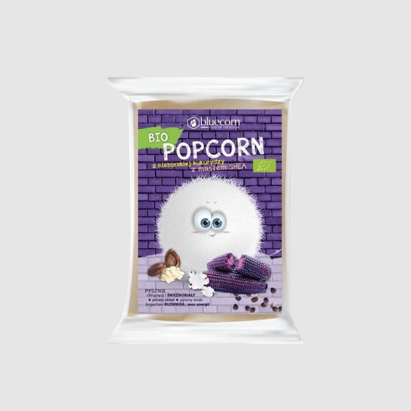 Popcorn Bio z niebieskiej kukurydzy z masłem Shea – Bluecorn