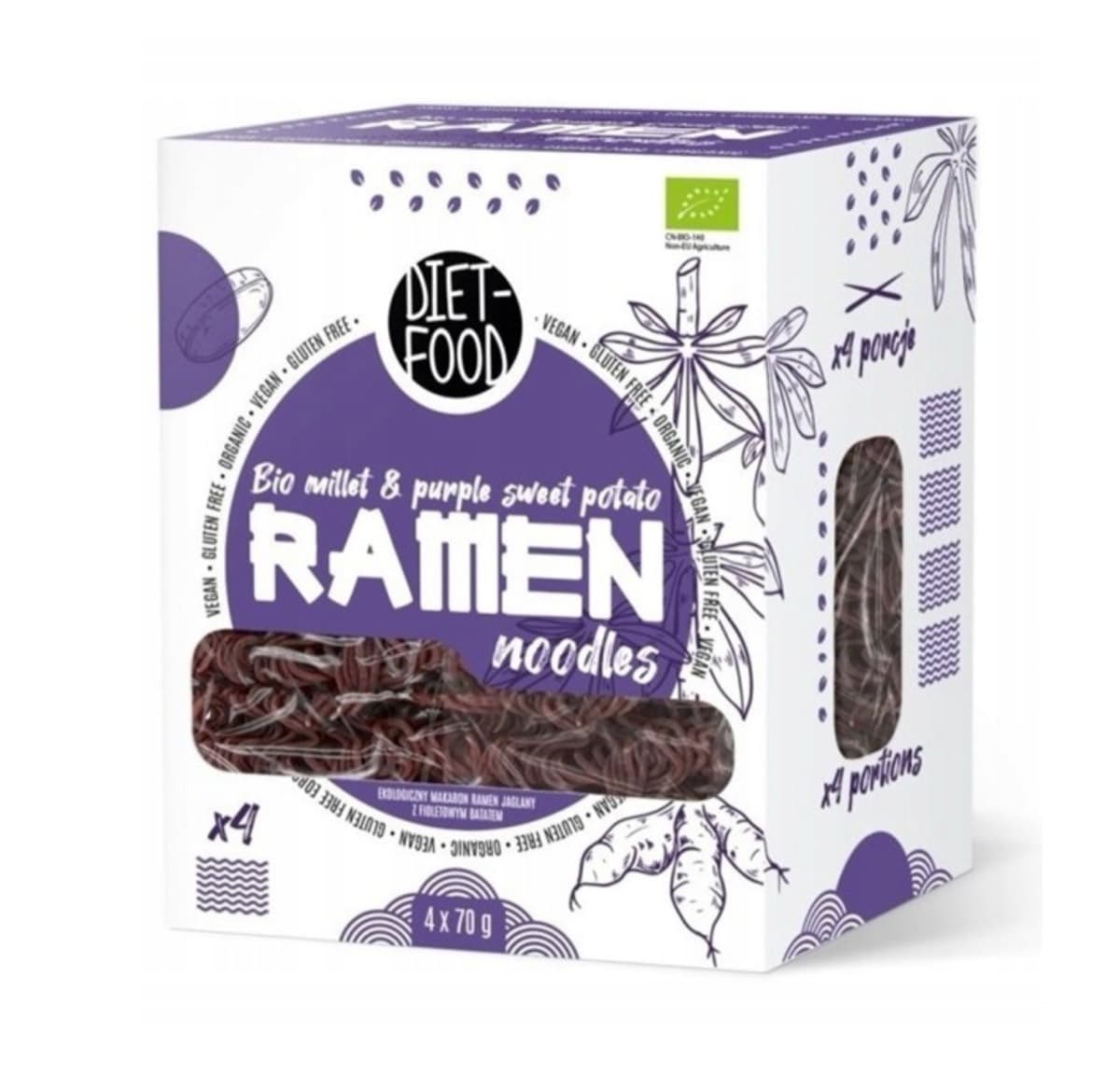 Ramen Bio makaron jaglano-ryżowy z fioletowym batatem – Diet-Food